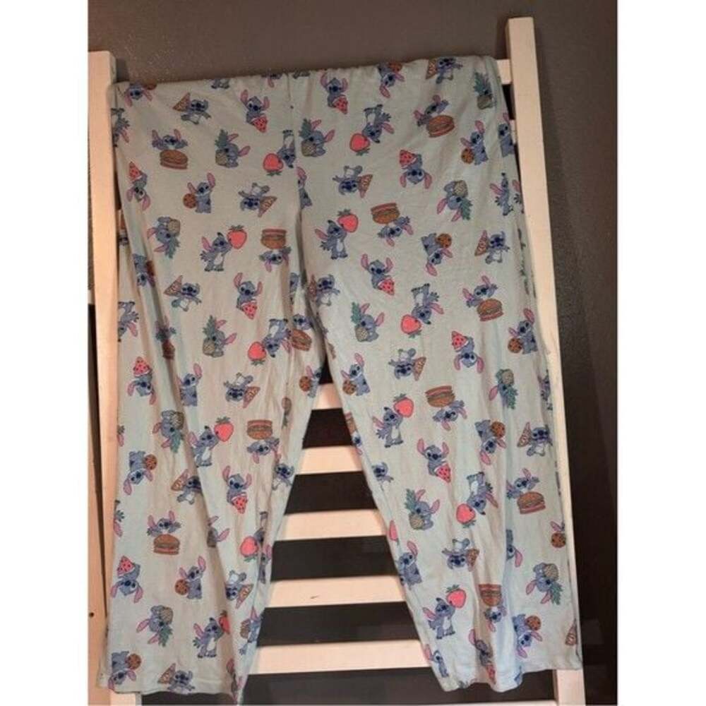 Disney Light Blue Stitch Print Kids Pajama Bottoms